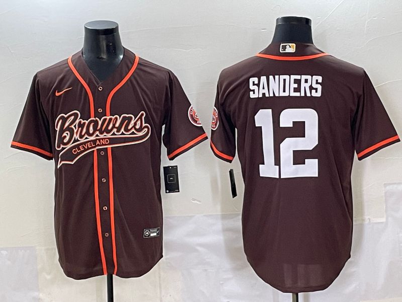Men 2025 Cleveland Browns 12 Sanders Brown Joint Name Nike Limited NFL Jersey style 1